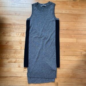 Athleta Knit Sweater Midi Dress- Sleeveless Gray and Black- Size medium
